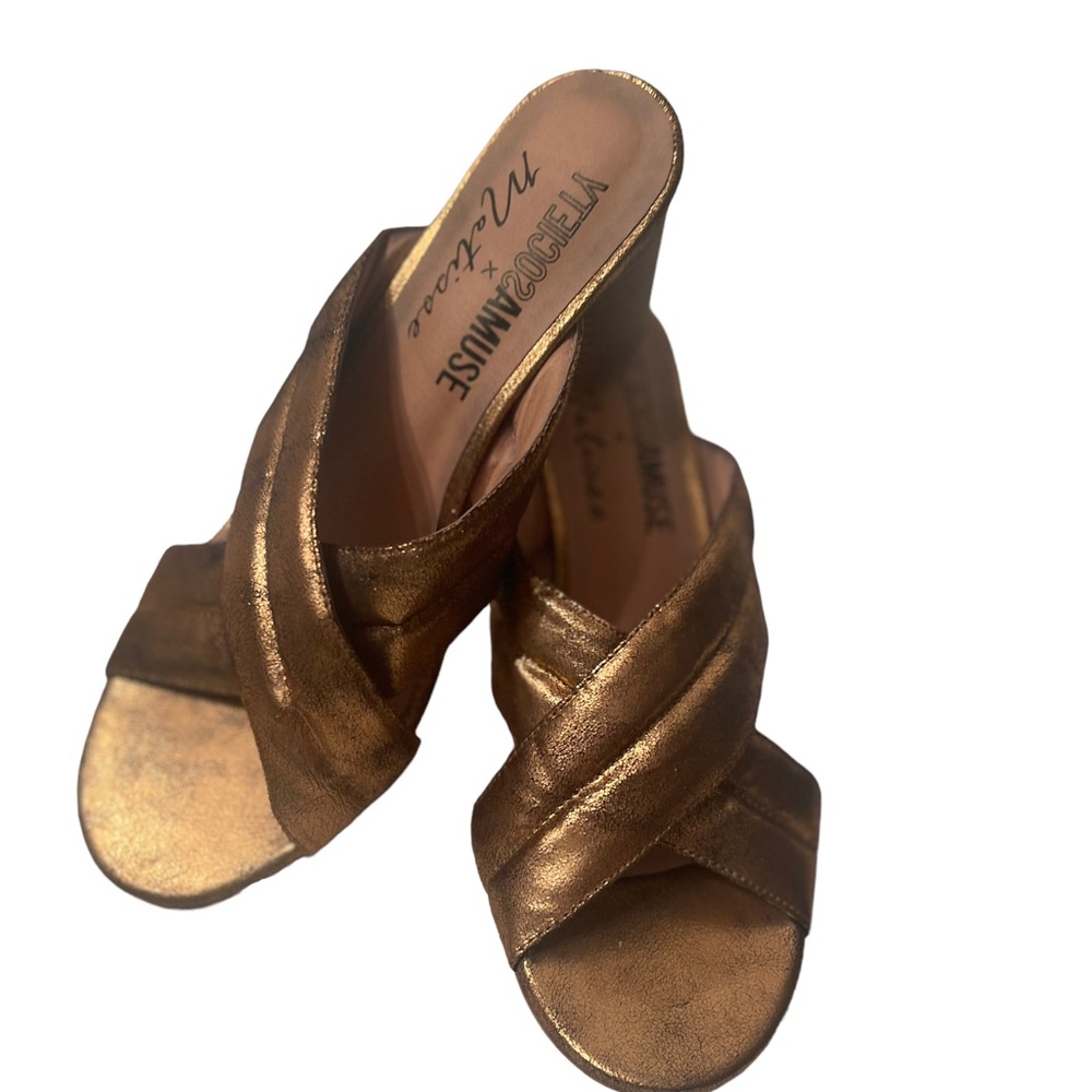 Amuse Society Matisse Womens Rose Gold Chunky heels Open Toed Shoes Size 8M